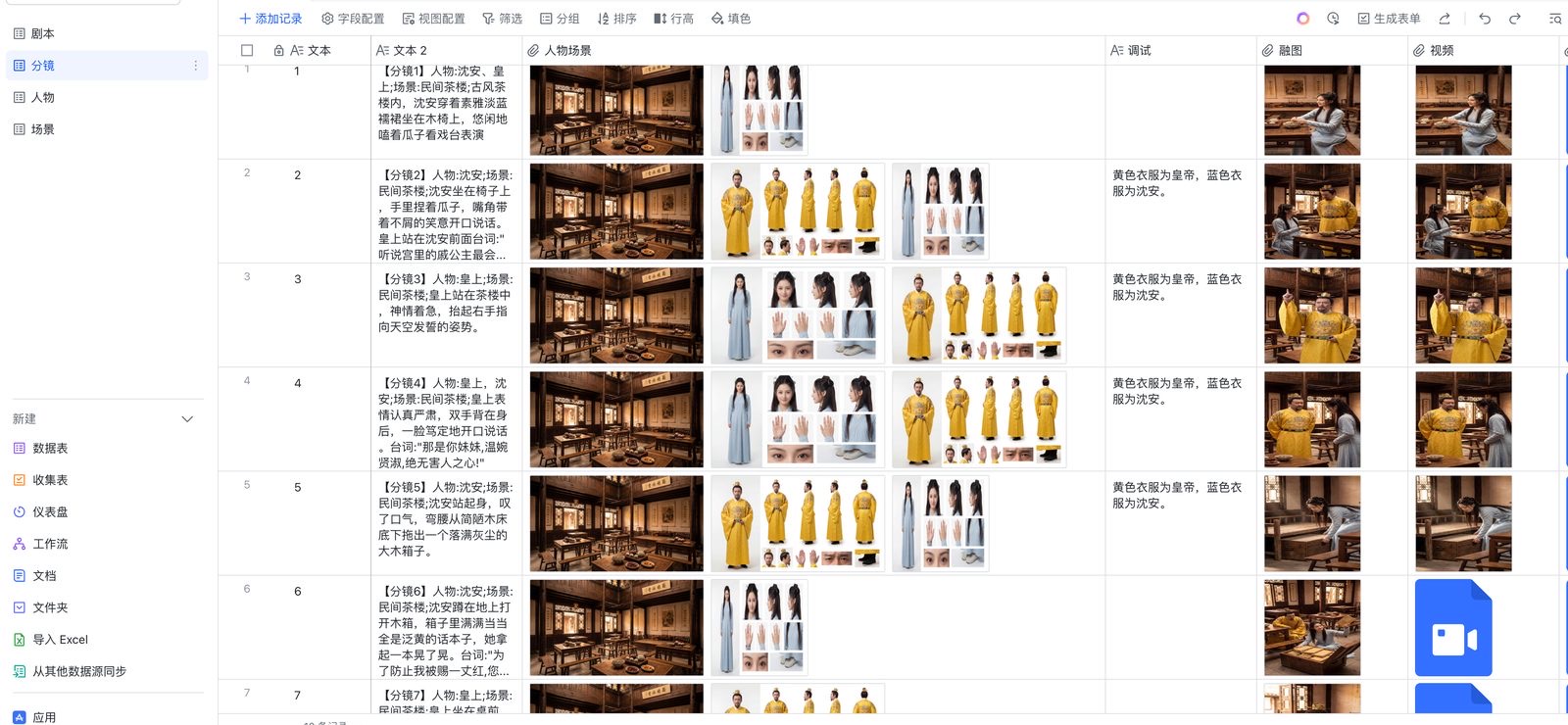 素材喂给 AI 生成视频分镜