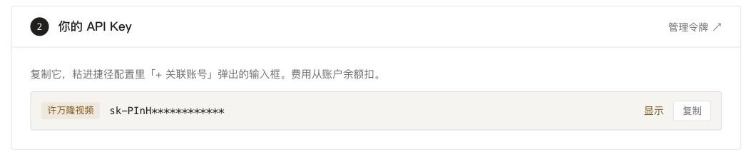 apibobo.com 开始使用页的 API Key 卡片